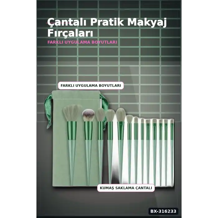 Makyaj Fırça Seti 13 Parça Yumuşak Kıllı Far Allık Kontür ve Aydınlatıcı Fırçaları BX-316233