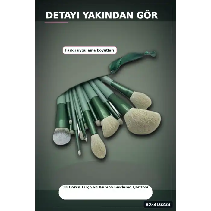 Makyaj Fırça Seti 13 Parça Yumuşak Kıllı Far Allık Kontür ve Aydınlatıcı Fırçaları BX-316233
