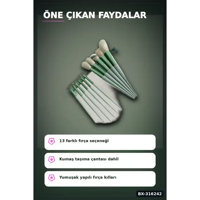 Makyaj Fırça Seti Fondöten Allık Pudra Fırçası, Yumuşak Kıllı Yüz Fırçaları BX-316242