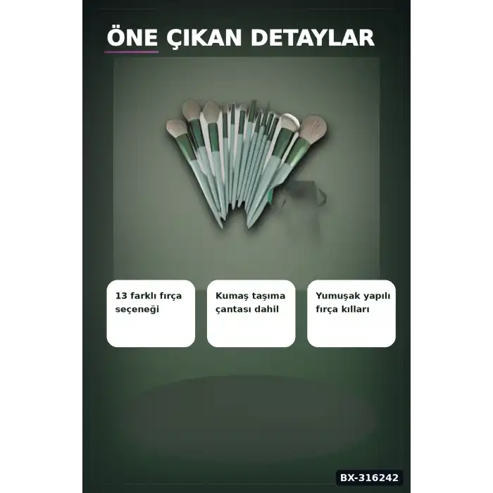 Makyaj Fırça Seti Fondöten Allık Pudra Fırçası, Yumuşak Kıllı Yüz Fırçaları BX-316242