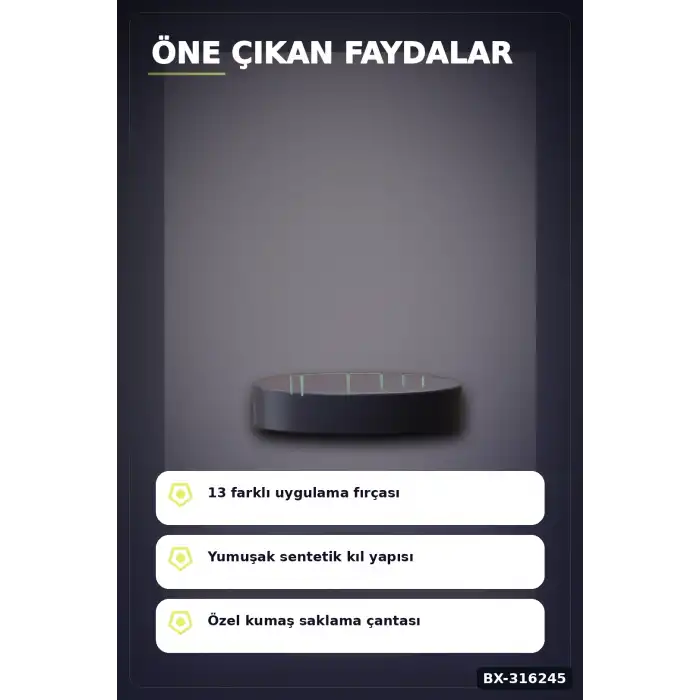Makyaj Fırça Seti 13 Parça - Yumuşak Kıllı Dökülme Yapmayan Yüz ve Göz Seti BX-316245