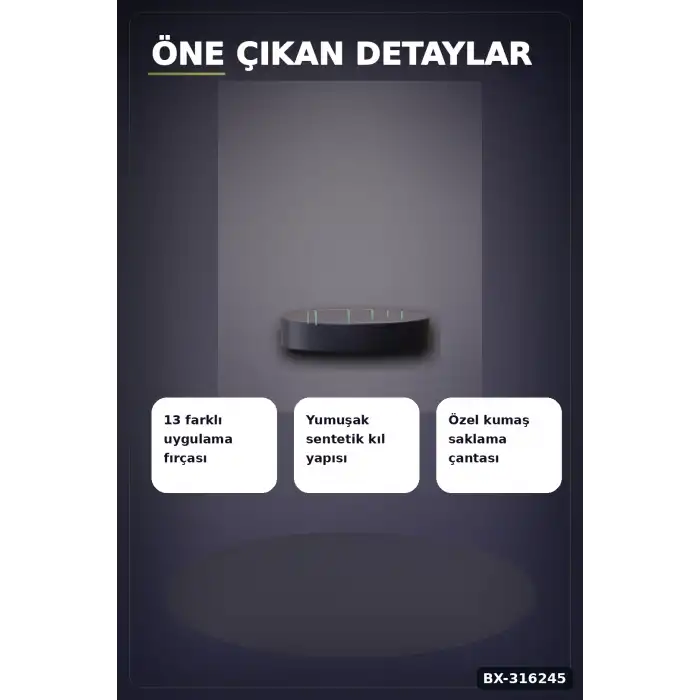 Makyaj Fırça Seti 13 Parça - Yumuşak Kıllı Dökülme Yapmayan Yüz ve Göz Seti BX-316245