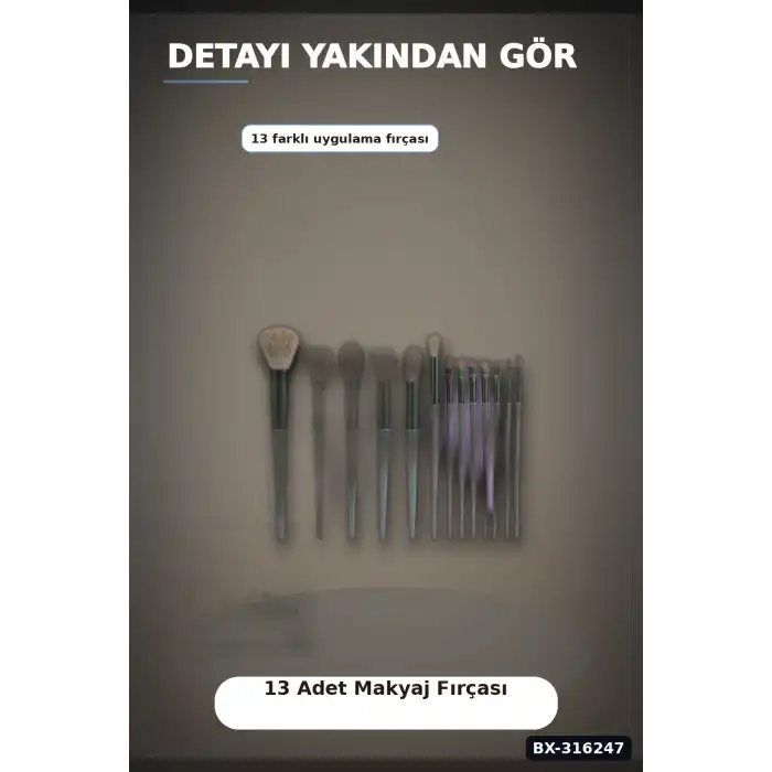 Makyaj Fırça Seti Yumuşak Sentetik Fiber Kıllı Yüz ve Göz İçin Fırça Takımı 13 Parça BX-316247