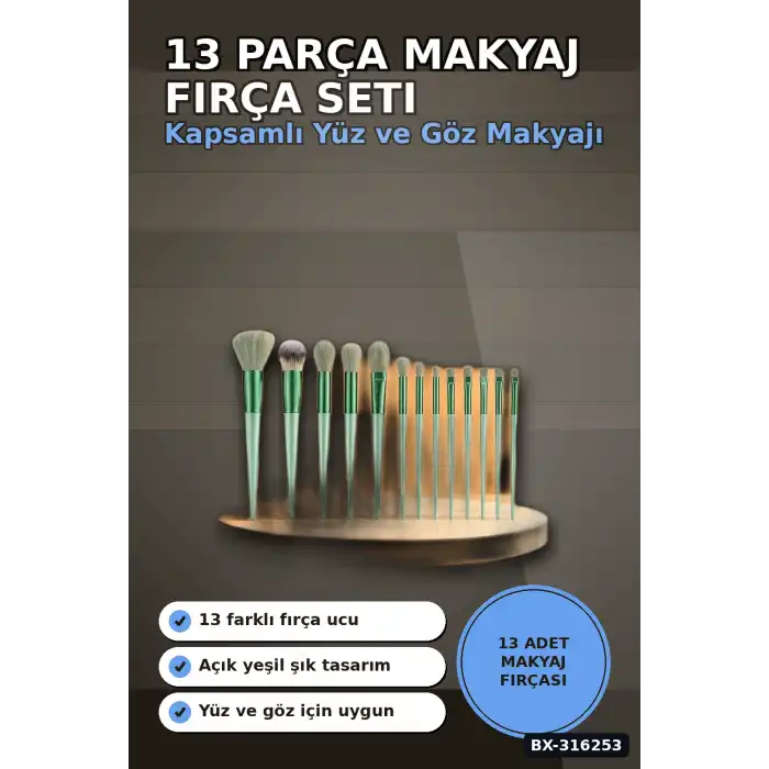 Makyaj Fırça Seti 13 Parça Yumuşak Kıllı Ergonomik Saplı Far Allık Fırçası BX-316253