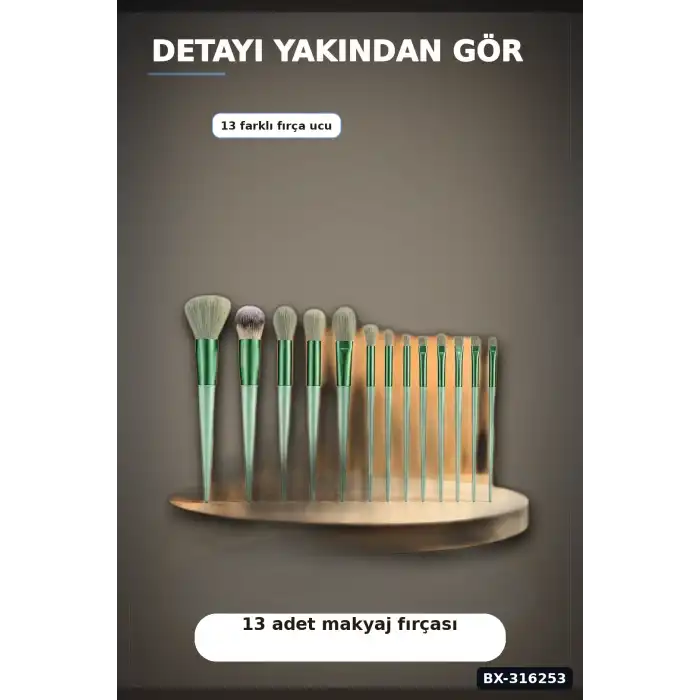 Makyaj Fırça Seti 13 Parça Yumuşak Kıllı Ergonomik Saplı Far Allık Fırçası BX-316253