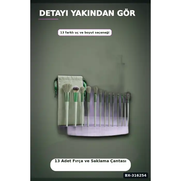 Makyaj Fırça Seti Sentetik Kıllı Çantalı Yüz Göz Far Fondöten Fırçaları BX-316254