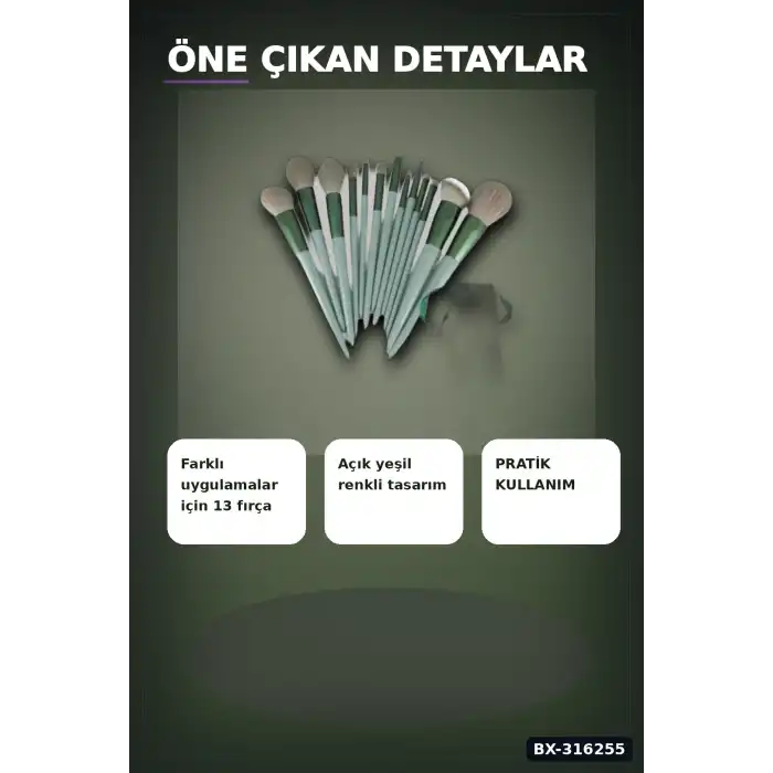 Makyaj Fırça Seti Çantalı Yumuşak Kıllı Yüz Göz ve Dudak Uygulama Fırçaları BX-316255