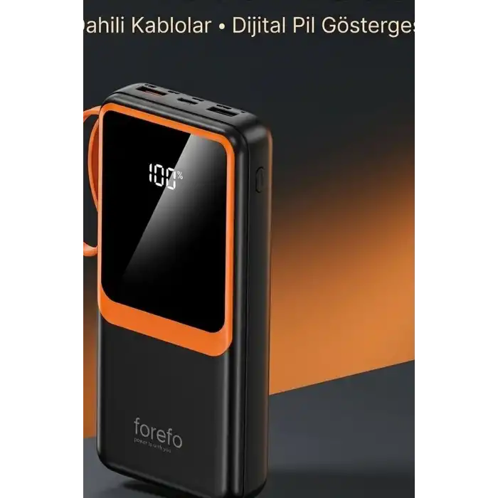 20000 mAh Powerbank Dahili Çoklu Kablolu ve Dijital Göstergeli Taşınabilir Şarj Cihazı BX-316260