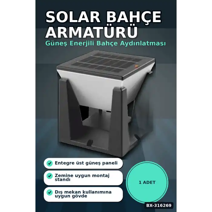 Solar Bahçe Armatürü 75W 6500K Işık IP65 Dış Mekan Lambası 1 Adet BX-316269