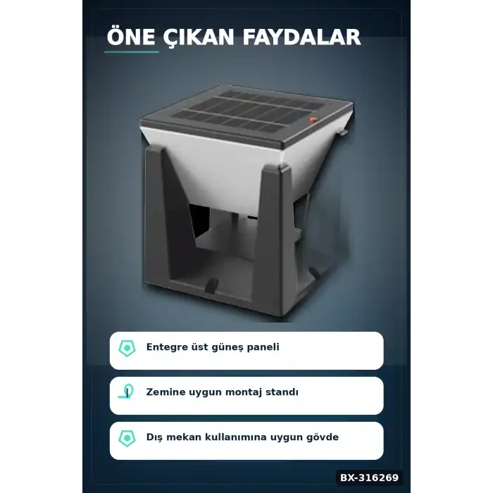 Solar Bahçe Armatürü 75W 6500K Işık IP65 Dış Mekan Lambası 1 Adet BX-316269