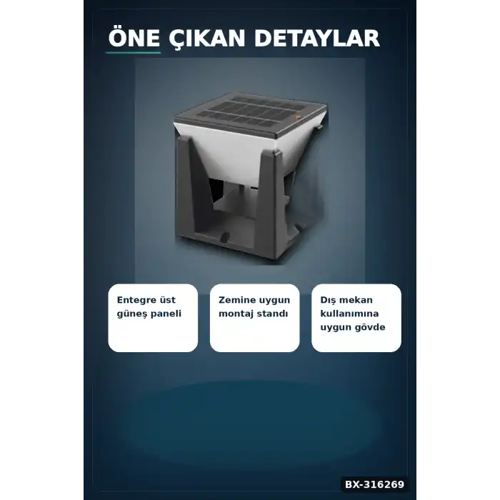 Solar Bahçe Armatürü 75W 6500K Işık IP65 Dış Mekan Lambası 1 Adet BX-316269