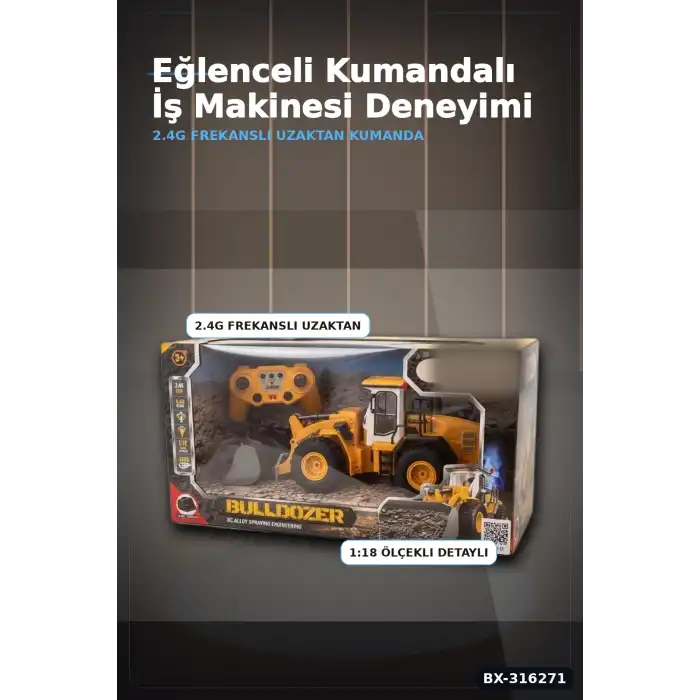 Uzaktan Kumandalı Kepçe İş Makinesi 1:18 Ölçek 9 Kanal Alaşımlı Oyuncak BX-316271