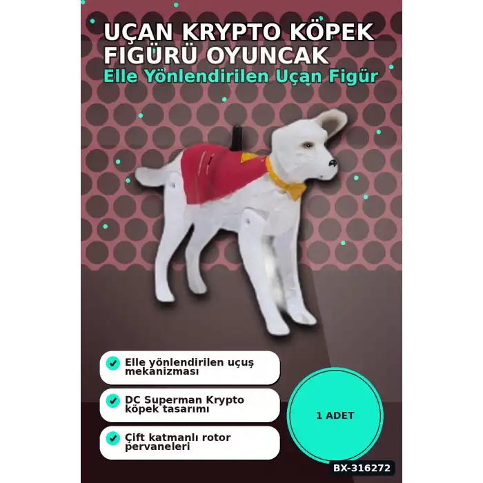 Uçan Krypto Köpek Figürü 19 cm DC Comics Superman - Elle Yönlendirilen Oyuncak BX-316272