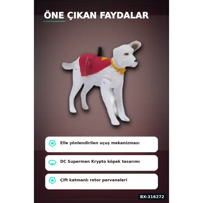 Uçan Krypto Köpek Figürü 19 cm DC Comics Superman - Elle Yönlendirilen Oyuncak BX-316272