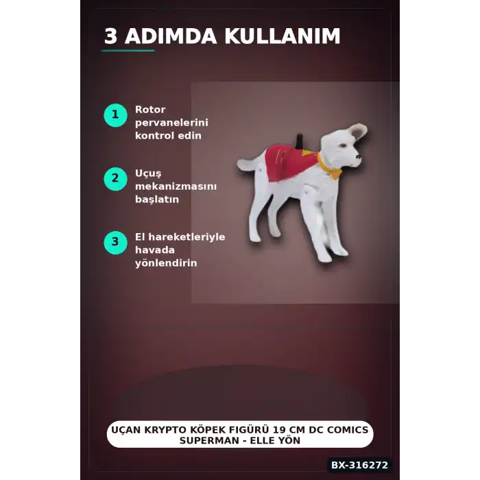 Uçan Krypto Köpek Figürü 19 cm DC Comics Superman - Elle Yönlendirilen Oyuncak BX-316272