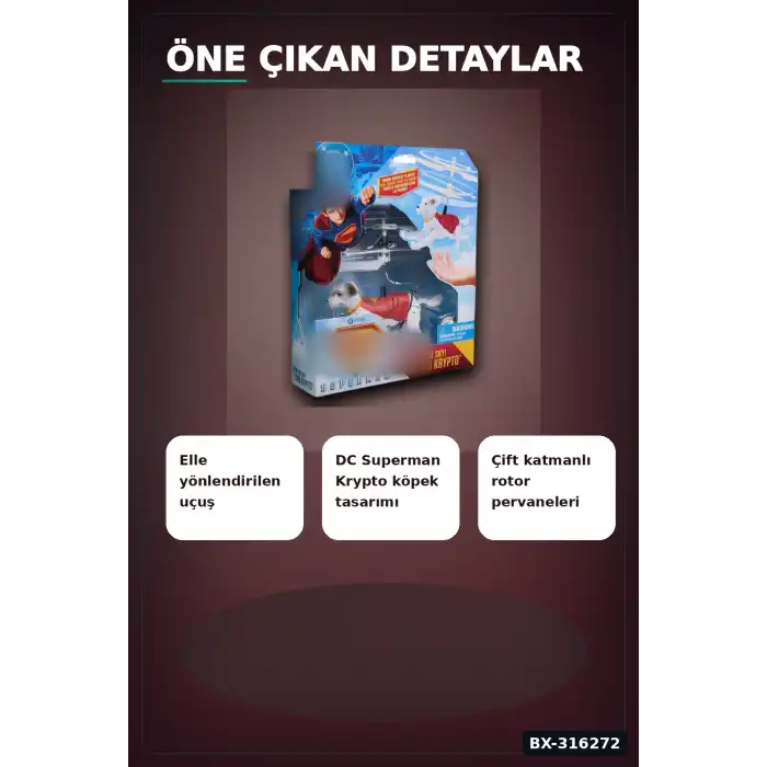 Uçan Krypto Köpek Figürü 19 cm DC Comics Superman - Elle Yönlendirilen Oyuncak BX-316272