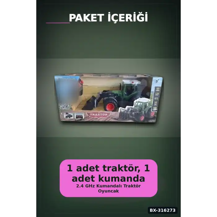 2.4 GHz Frekanslı Uzaktan Kumandalı Oyuncak Traktör, Çocuk Model Araç Seti BX-316273