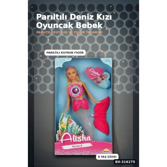 Alisha Deniz Kızı Oyuncak Bebek 29 cm Renkli Figür Tekli Set BX-316275