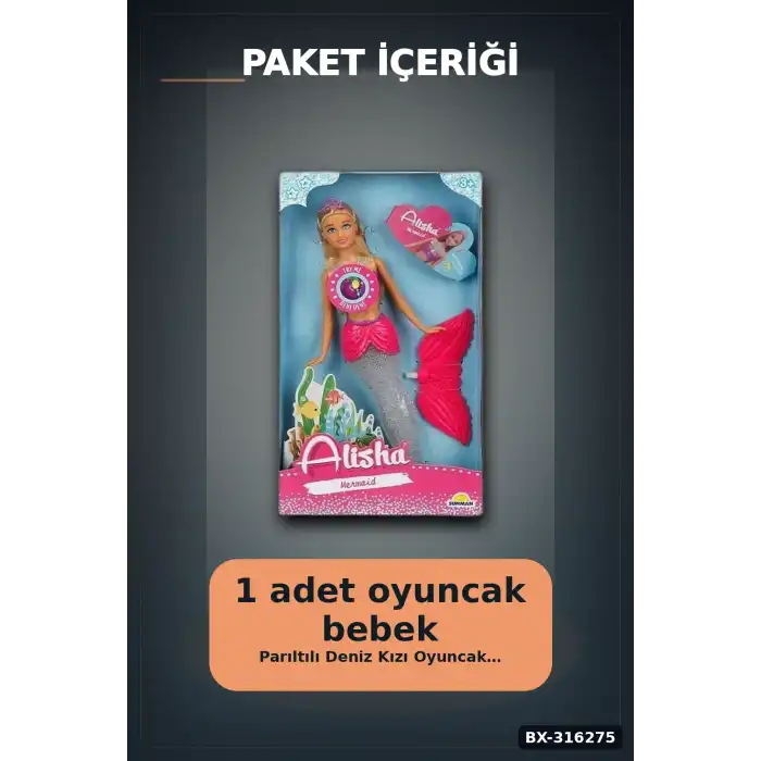 Alisha Deniz Kızı Oyuncak Bebek 29 cm Renkli Figür Tekli Set BX-316275