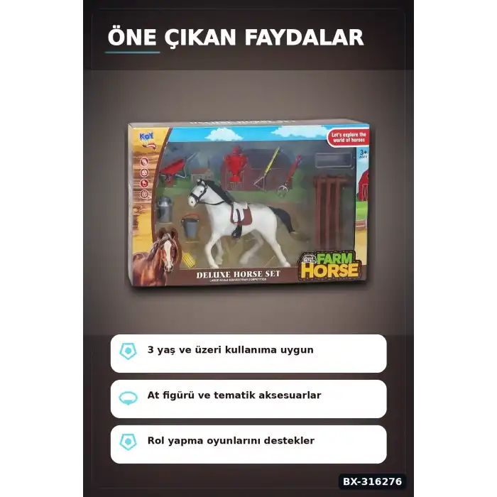 At Çiftliği Oyun Seti 1 Adet - Çocuklar İçin Eğitici Çiftlik Temalı Oyuncak BX-316276
