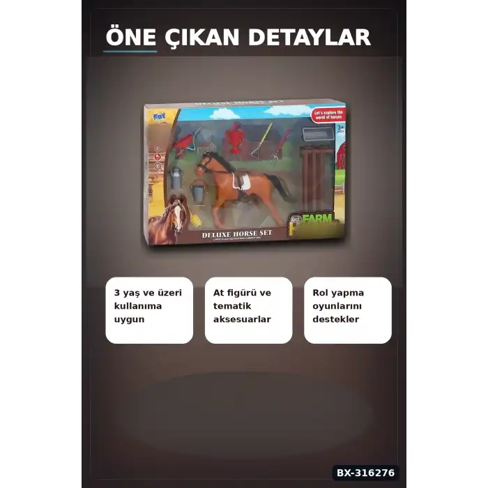 At Çiftliği Oyun Seti 1 Adet - Çocuklar İçin Eğitici Çiftlik Temalı Oyuncak BX-316276