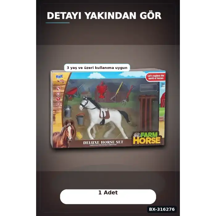 At Çiftliği Oyun Seti 1 Adet - Çocuklar İçin Eğitici Çiftlik Temalı Oyuncak BX-316276
