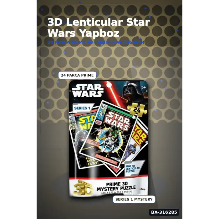 Star Wars 3D Lenticular Puzzle 24 Parça Sürpriz Paket Mini Yapboz Koleksiyonu - 1 Adet BX-316285