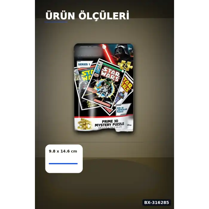 Star Wars 3D Lenticular Puzzle 24 Parça Sürpriz Paket Mini Yapboz Koleksiyonu - 1 Adet BX-316285