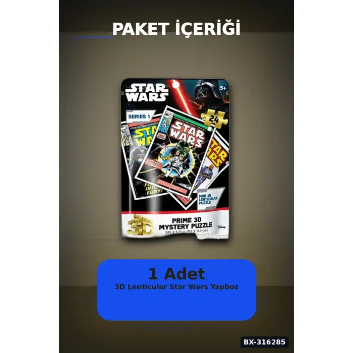 Star Wars 3D Lenticular Puzzle 24 Parça Sürpriz Paket Mini Yapboz Koleksiyonu - 1 Adet BX-316285