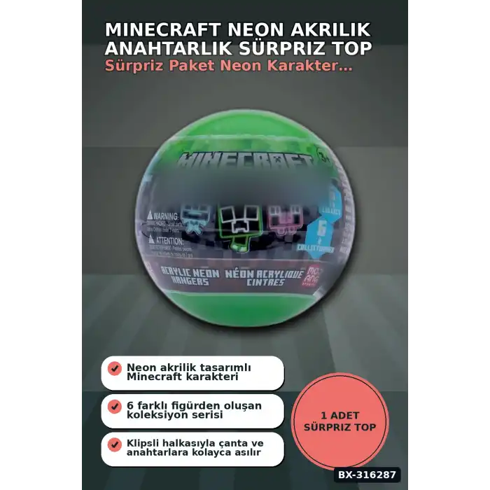 Karanlıkta Parlayan Figür Anahtarlık Sürpriz Paket - Neon Akrilik 1 Adet BX-316287