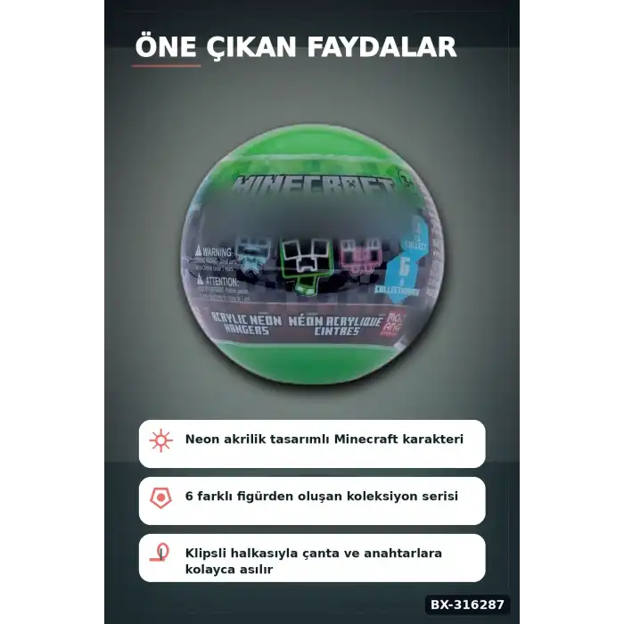 Karanlıkta Parlayan Figür Anahtarlık Sürpriz Paket - Neon Akrilik 1 Adet BX-316287