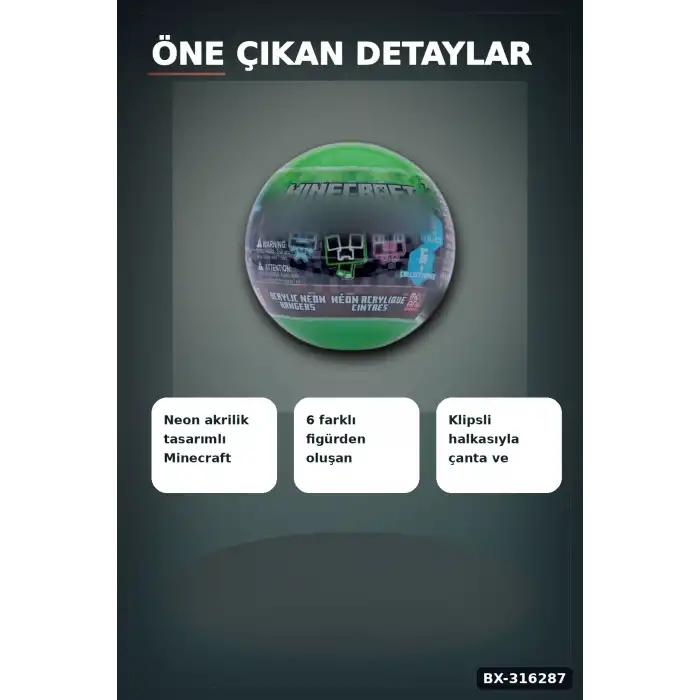Karanlıkta Parlayan Figür Anahtarlık Sürpriz Paket - Neon Akrilik 1 Adet BX-316287