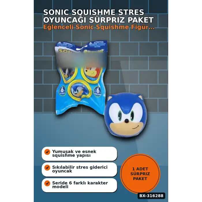 Sonic Figür Squishme Stres Oyuncağı Sürpriz Paket - 1 Adet Rastgele Model BX-316288