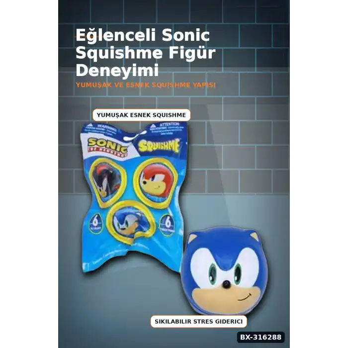 Sonic Figür Squishme Stres Oyuncağı Sürpriz Paket - 1 Adet Rastgele Model BX-316288