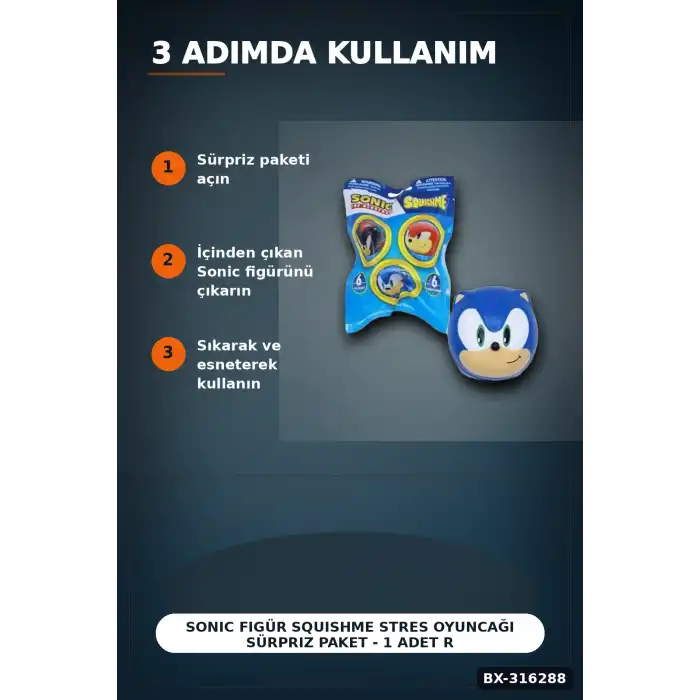 Sonic Figür Squishme Stres Oyuncağı Sürpriz Paket - 1 Adet Rastgele Model BX-316288