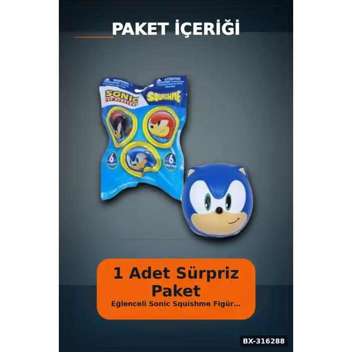 Sonic Figür Squishme Stres Oyuncağı Sürpriz Paket - 1 Adet Rastgele Model BX-316288