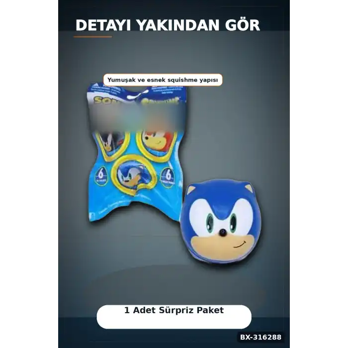 Sonic Figür Squishme Stres Oyuncağı Sürpriz Paket - 1 Adet Rastgele Model BX-316288