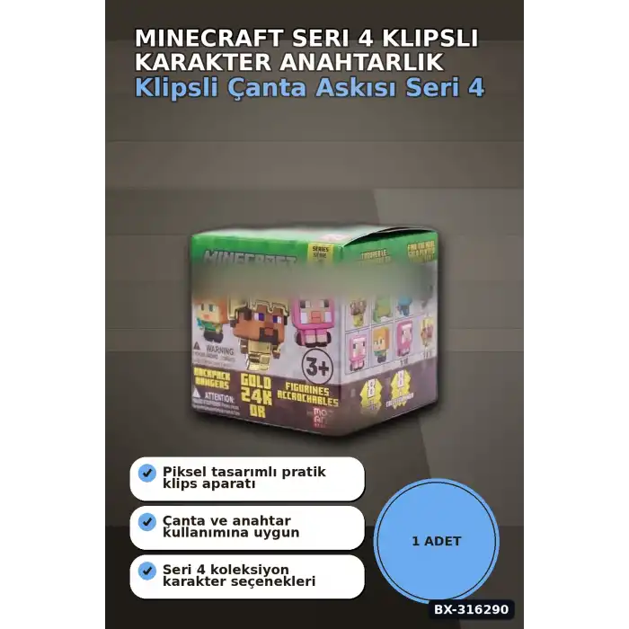 Sürpriz Paket Klipsli Karakter Anahtarlık Seri 4 - Çanta Süsü 1 Adet Kutu BX-316290