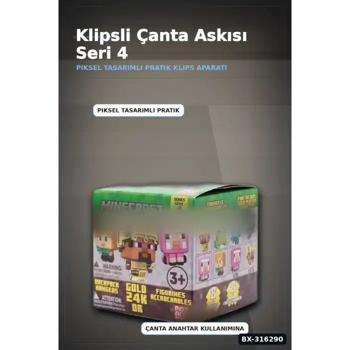 Sürpriz Paket Klipsli Karakter Anahtarlık Seri 4 - Çanta Süsü 1 Adet Kutu BX-316290