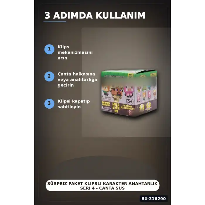 Sürpriz Paket Klipsli Karakter Anahtarlık Seri 4 - Çanta Süsü 1 Adet Kutu BX-316290