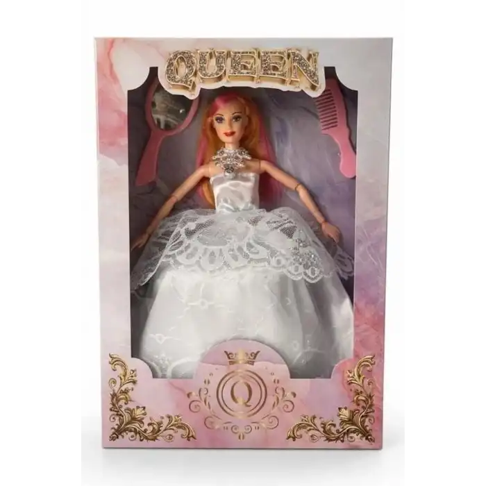 Gelinlikli Oyuncak Bebek ve Aksesuar Seti Kutulu Queen Bebek Oyun Figürü BX-316296