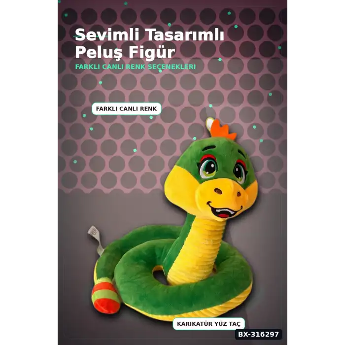 Yılan Peluş Oyuncak 32 cm Sevimli Figür Çocuklar İçin Yumuşak Hediyelik BX-316297