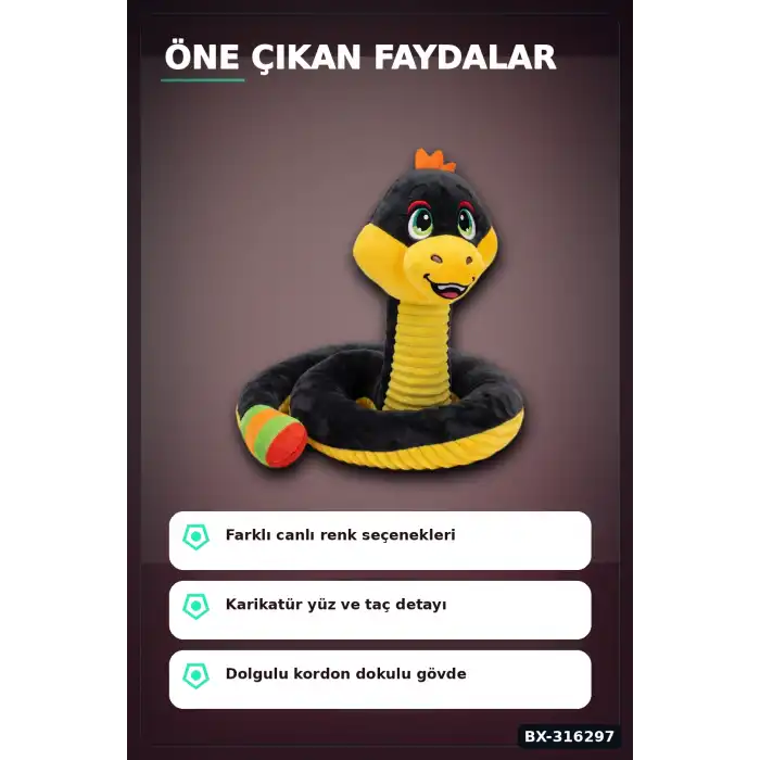 Yılan Peluş Oyuncak 32 cm Sevimli Figür Çocuklar İçin Yumuşak Hediyelik BX-316297