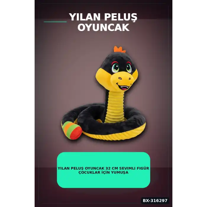 Yılan Peluş Oyuncak 32 cm Sevimli Figür Çocuklar İçin Yumuşak Hediyelik BX-316297