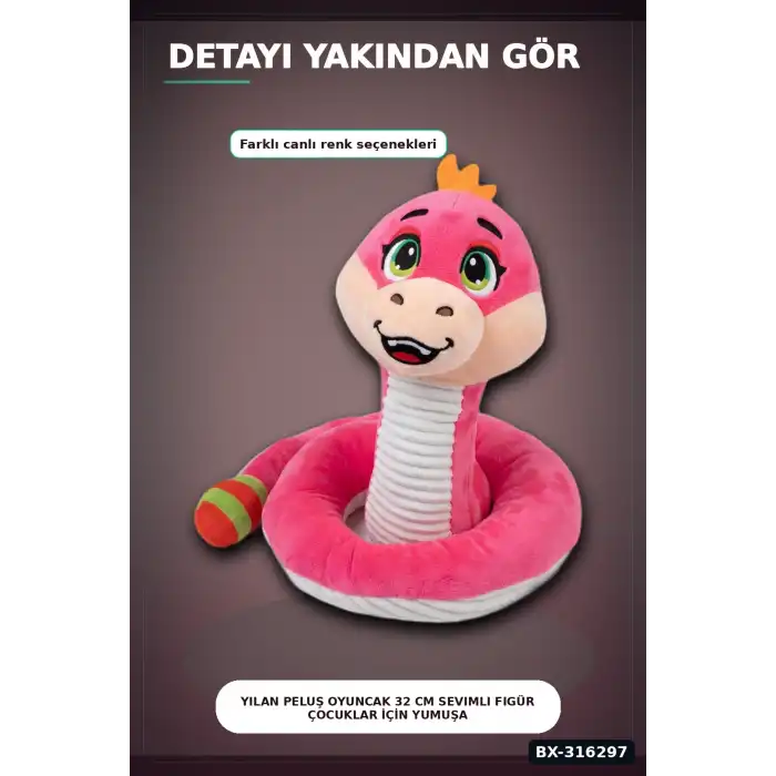 Yılan Peluş Oyuncak 32 cm Sevimli Figür Çocuklar İçin Yumuşak Hediyelik BX-316297