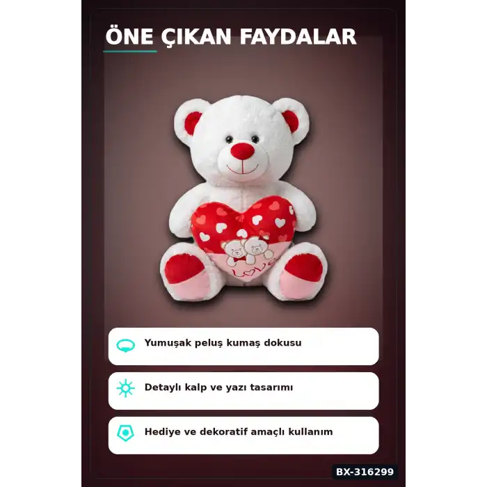Kalpli Peluş Ayı Oyuncak 60 cm - Sevimli Ayıcık Figürü, Çocuk Hediyesi BX-316299