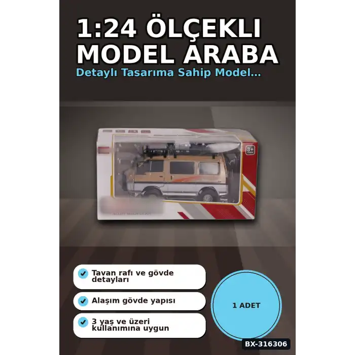 Mitsubishi Delica Model Araba 1:24 Ölçekli Oyuncak Araç, 3 Yaş ve Üzeri BX-316306