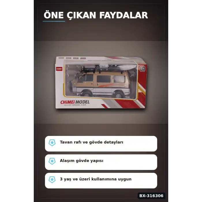 Mitsubishi Delica Model Araba 1:24 Ölçekli Oyuncak Araç, 3 Yaş ve Üzeri BX-316306