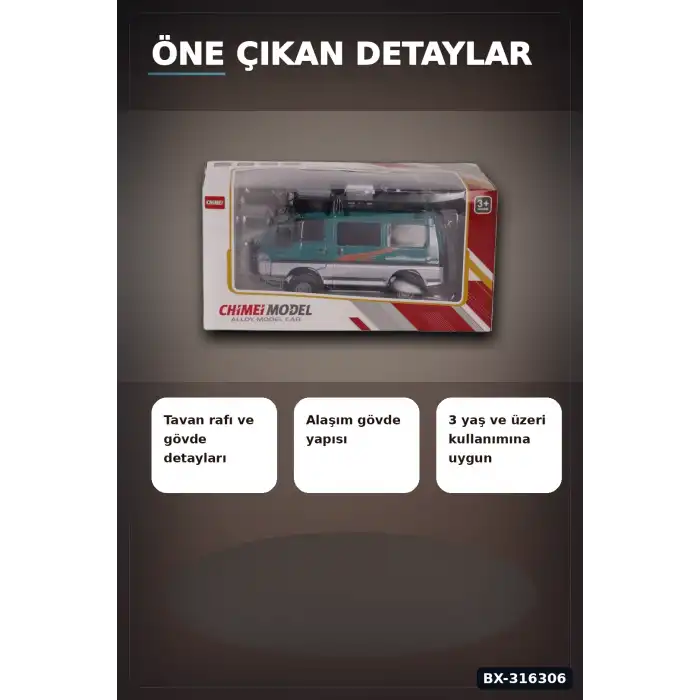 Mitsubishi Delica Model Araba 1:24 Ölçekli Oyuncak Araç, 3 Yaş ve Üzeri BX-316306