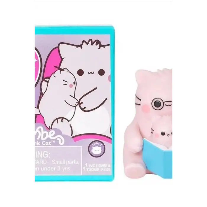 Pembe Kedi Figür Oyuncağı - 7.6 cm Sürpriz Paket Çıkartmalı Koleksiyonluk BX-316312